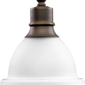 Progress Lighting 1-Light Stem-Hung Mini-Pendant White Etched Glass bell shade